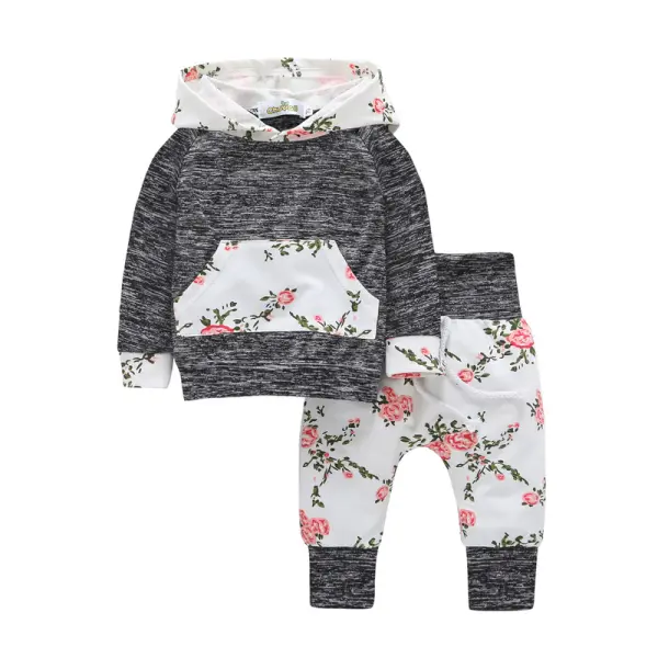 【3M-3Y】Boys and Babies Contrast Stitching Hooded Two-Piece Suit - Popopiestyle.com 