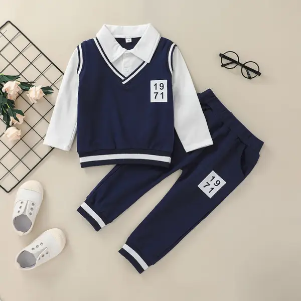 【18M-7Y】Boys College Style Long Sleeve Two-Piece Suit - Popopiestyle.com 