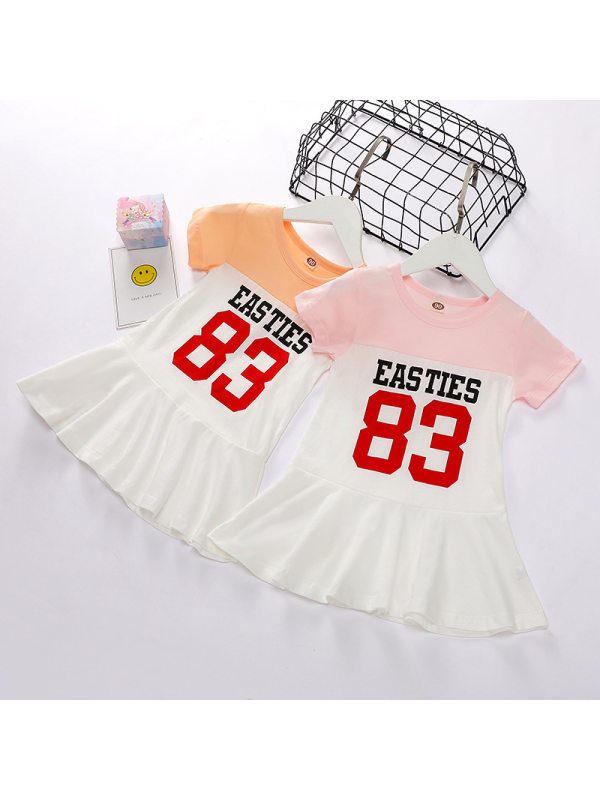 【12M-7Y】Girls Short Sleeve Sports Style Dress