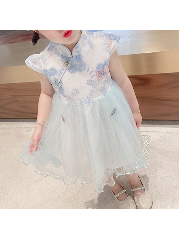 【18M-7Y】Girls Embroidered Princess Dress Butterfly Gauze Skirt