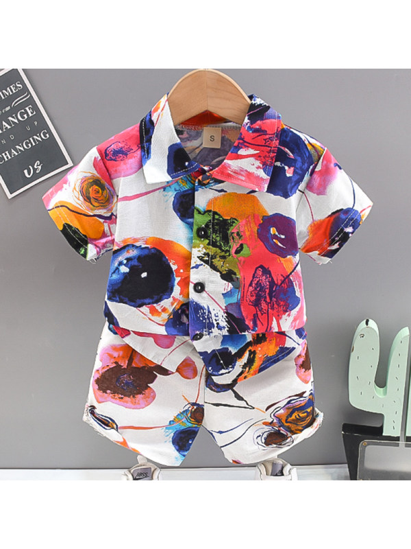 【12M-4Y】Boys Fashion Tie-dye Shirt Shorts Set