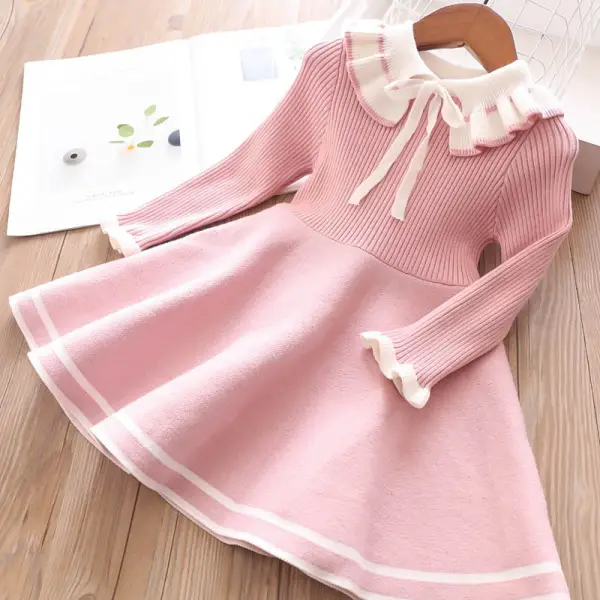 【3Y-13Y】Girls Cute Bow Sweater Dress - Popopiearab.com 