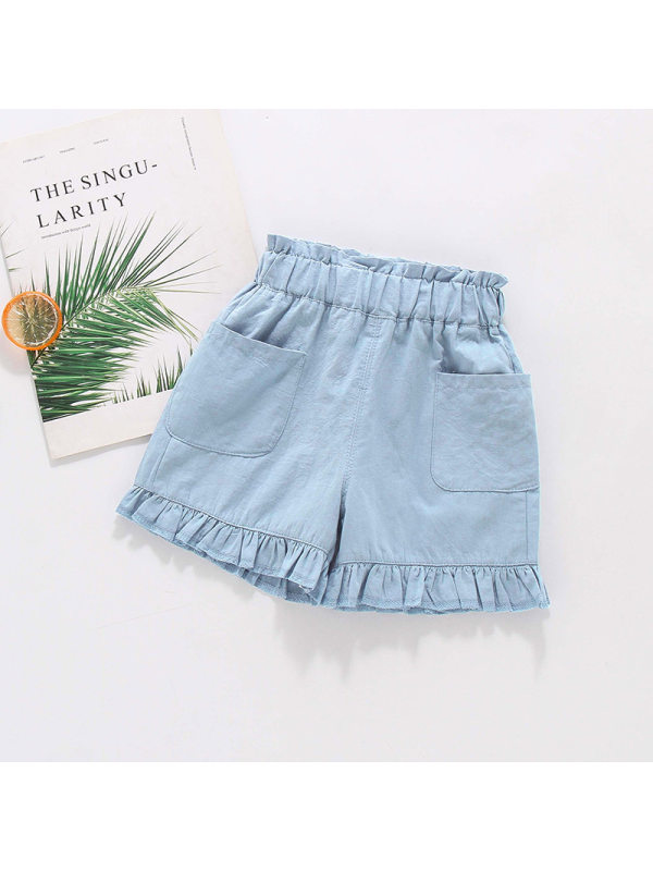 【18M-7Y】Girls Solid Color Casual Shorts