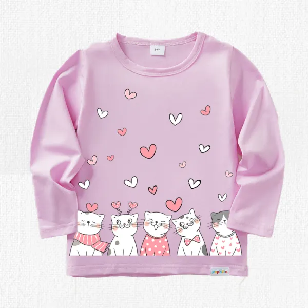 【2Y-13Y】Girls Autumn Long Sleeve Cartoon Print T-shirt - Popopiestyle.com 