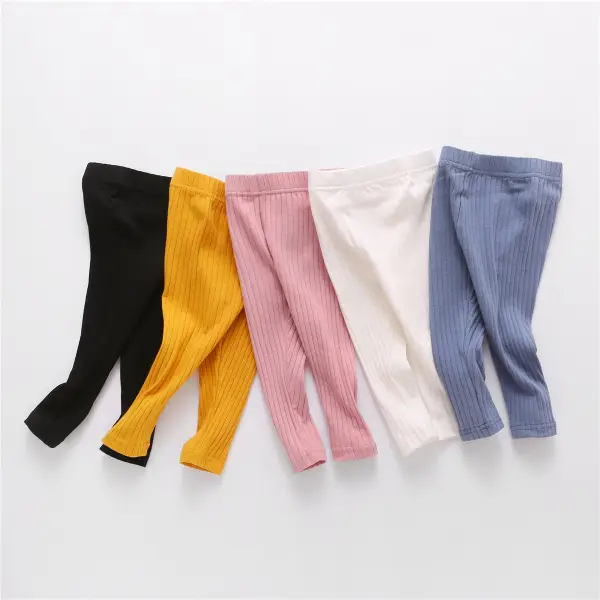 【6M-4Y】Girls Simple Casual All-match Pit Bar Stretch Leggings - Popopiestyle.com 