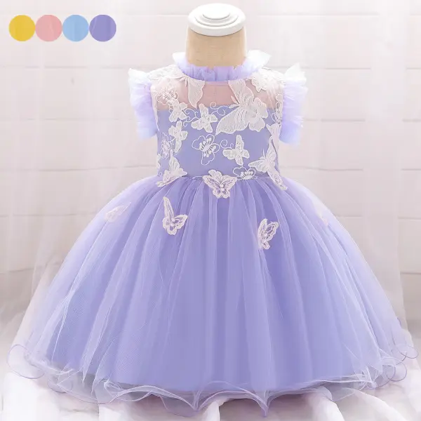 【3M-24M】Girls Butterfly Embroidered Princess Dress Birthday Dress - Popopiestyle.com 