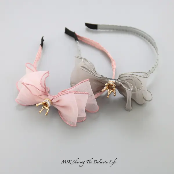 Girls Crown Bow Hair Band Hair Accessories - Popopiestyle.com 