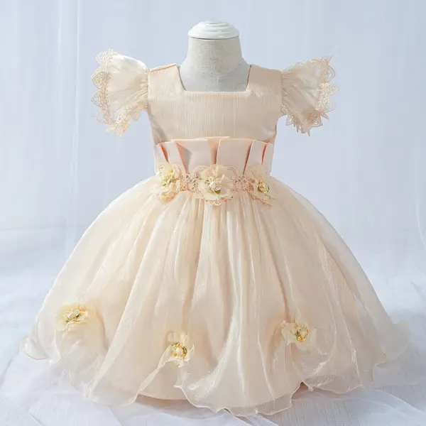 【6M-24M】Girls Mesh Flower Dress Princess Dress Birthday Dress - Popopiestyle.com 