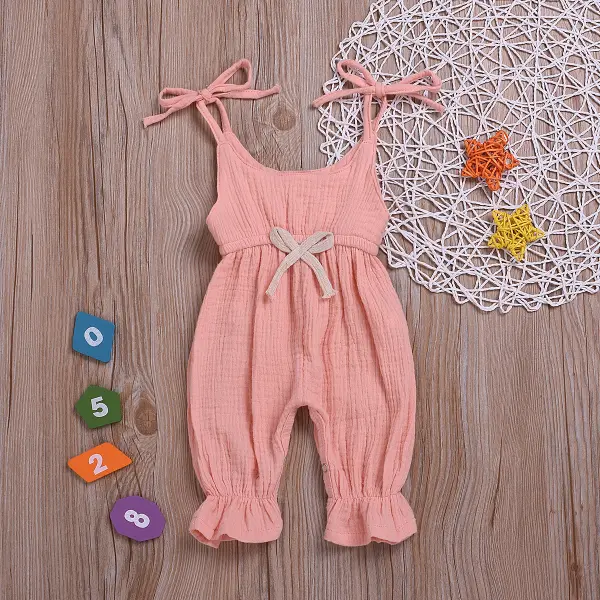 【3M-24M】Baby Girl Solid Color Romper - Popopiestyle.com 