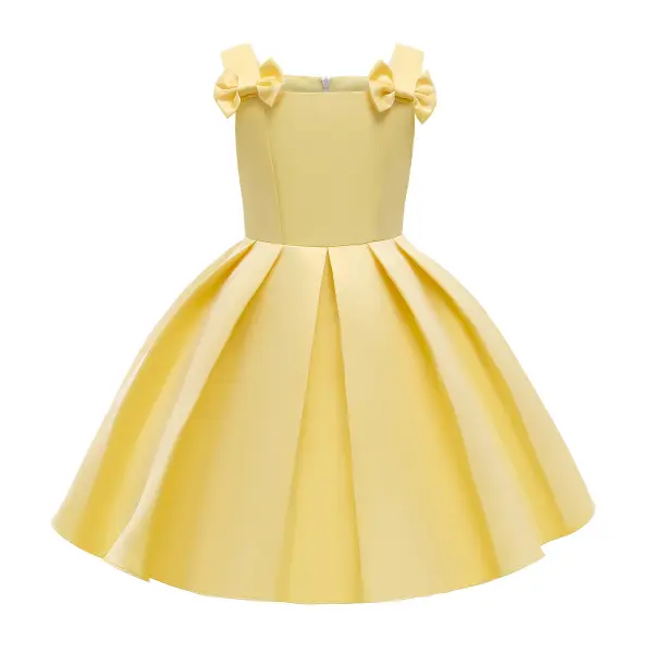 【2Y-8Y】Girls Sweet Bowknot Yellow Princess Dress - Popopiestyle.com 