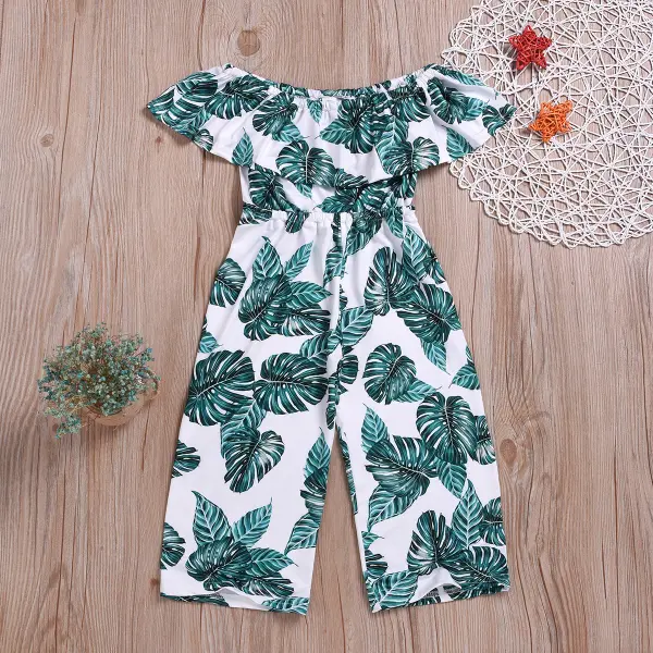 【2Y-9Y】Leaf Print Ruffled Off-The-Shoulder Bodysuit - Popopiestyle.com 