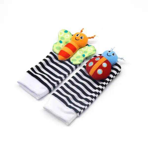 Baby Adorable Animal Velcro Closure Rattle Toys Socks Wrist Band - Popopiestyle.com 