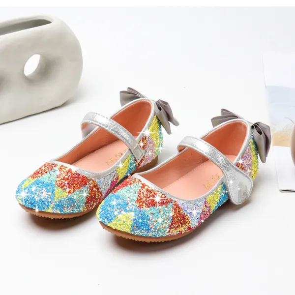 Girl Cute Color Sequin Flat Princess Shoes - Popopiestyle.com 