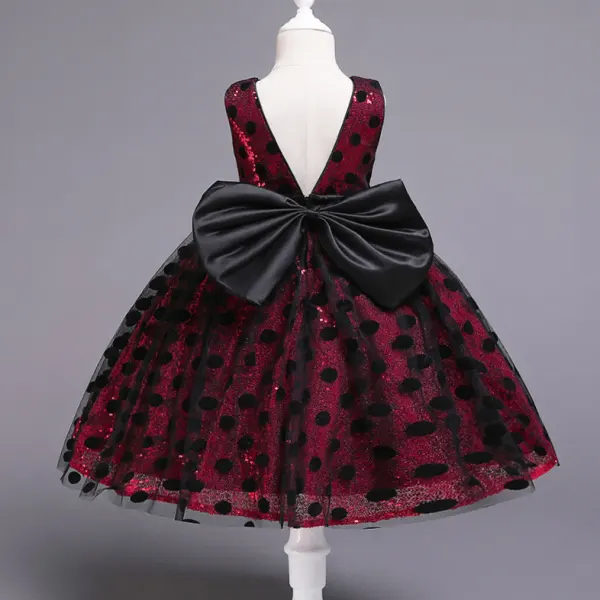 【12M-5Y】Cute Bowknot Backless Polka Dot Mesh Princess Dress - Popopiestyle.com 