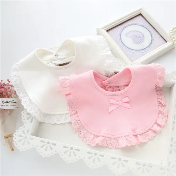 Baby Girls Sweet Lace Bib Cotton Saliva Towel - Popopiestyle.com 