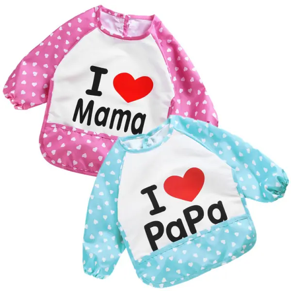 Baby Love Printing Waterproof Eating Gown Bib - Popopiestyle.com 