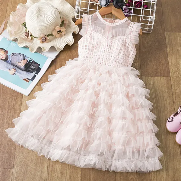 【2Y-9Y】Girl Sweet Lace Mesh Cake Dress - Popopiestyle.com 