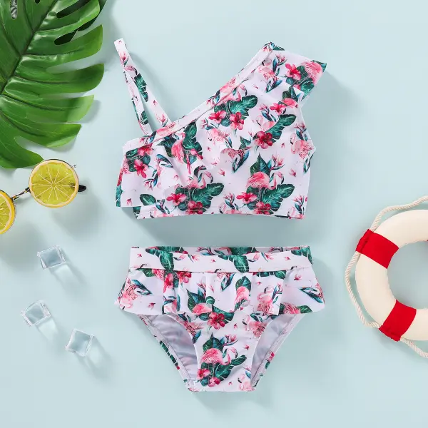 【3M-3Y】Girls Sweet Flower Off Shoulder Bikini - Popopiestyle.com 