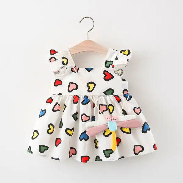 【6M-3Y】Girls Sweet Cute Color Love Print Sleeveless Dress - Popopiestyle.com 