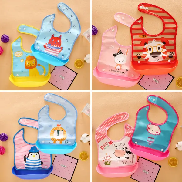 Baby Cartoon Animal Silicone Detachable Bib - Popopiestyle.com 