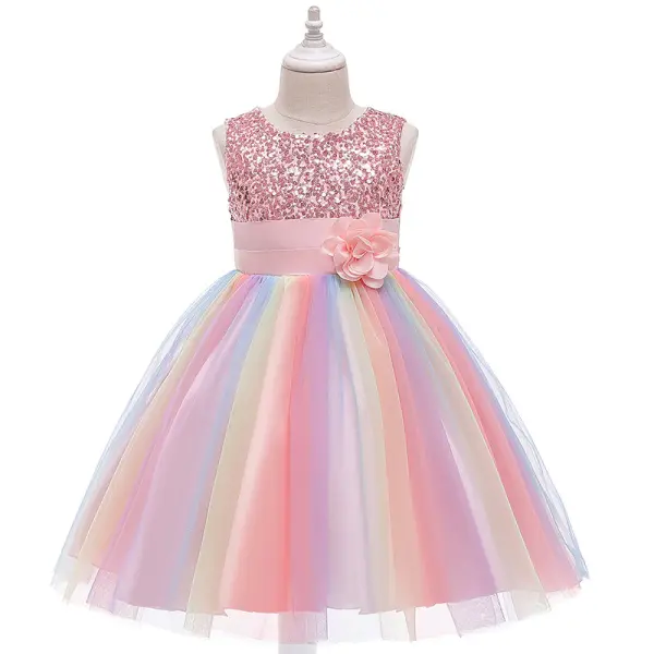 【2Y-11Y】Girls Sequined Mesh Puffy Princess Dress - Popopiestyle.com 