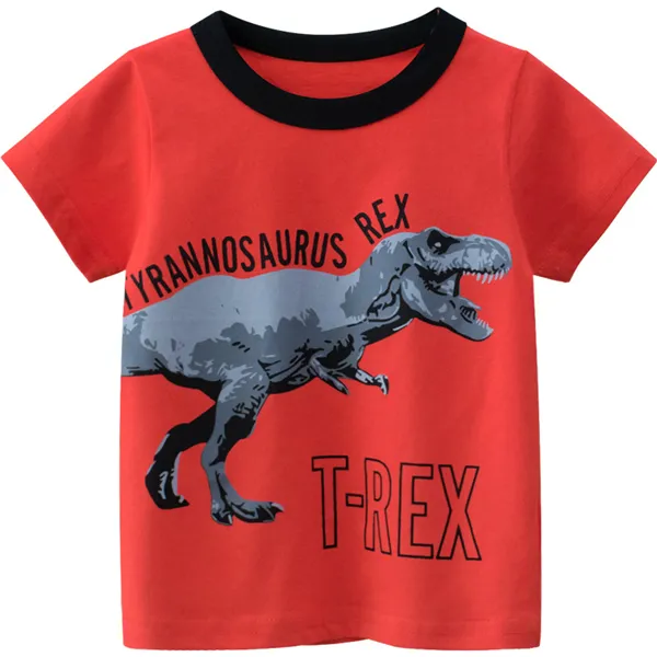 【18M-9Y】Boys Dinosaur Letter Print Casual T-Shirt - Popopiestyle.com 