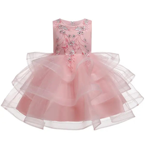 【12M-9Y】Girls Applique Sleeveless Mesh Princess Dress - Popopiestyle.com 