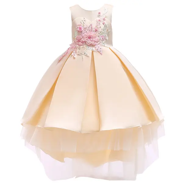 【2Y-11Y】Girls Embroidered Bow Princess Dress - Popopiestyle.com 