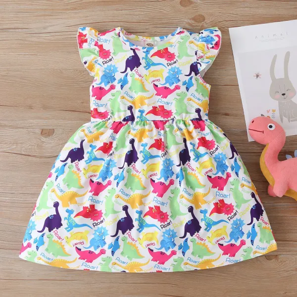 【18M-7Y】Cute Cartoon Print Round Neck Dress - Popopiestyle.com 