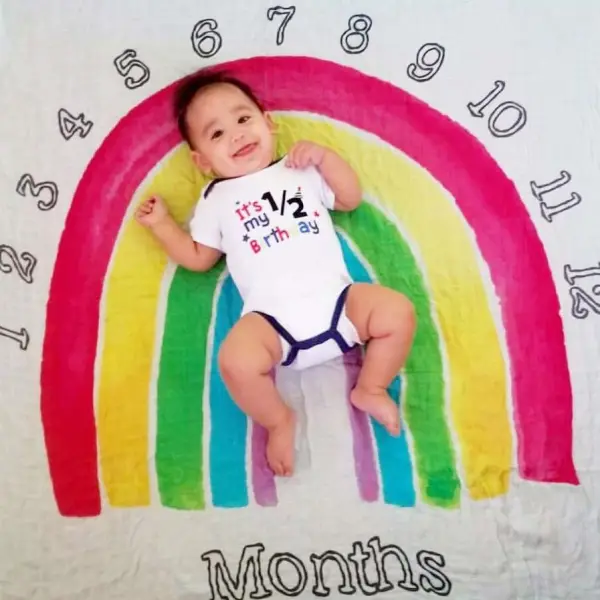 Baby Rainbow Gate Photo Background Cloth Month Blanket - Popopiestyle.com 