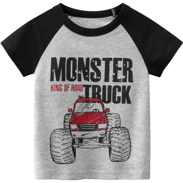 【18M-9Y】Boys Car Letter Printed Casual T-Shirt - Popopiestyle.com 