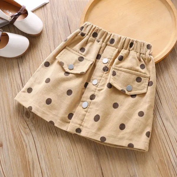 【2Y-9Y】Girls Polka Dot Casual Buttoned Skirt - Popopiestyle.com 