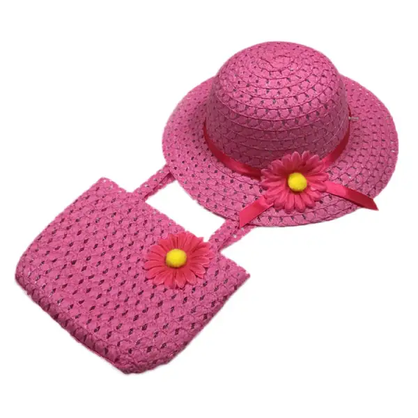 Baby Girl Summer Holiday Straw Bag & Hat Set - Popopiestyle.com 