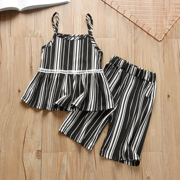 【2Y-9Y】Sweet Striped Slingr Top and Pants Set - Popopiestyle.com 