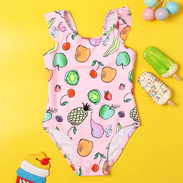 【18M-5Y】Girls Sweet Pink Fruit Pattern One-piece Swimsuit - Popopiestyle.com 