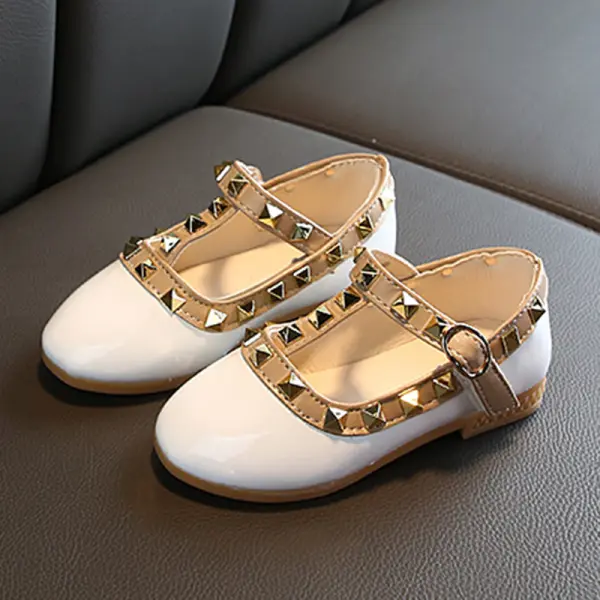 Girls Classic Patent Leather Studded Flats - Popopiestyle.com 