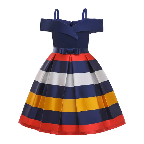 【2Y-11Y】Girls Strapless Striped Dress - Popopiestyle.com 