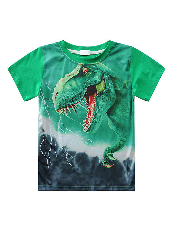【18M-7Y】Boys Dinosaur Print Short Sleeve T-shirt
