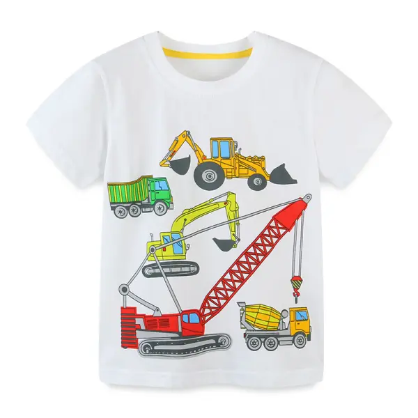 【90-140cm】Boys Cartoon Print Trend Short Sleeve T-shirt - Popopiestyle.com 