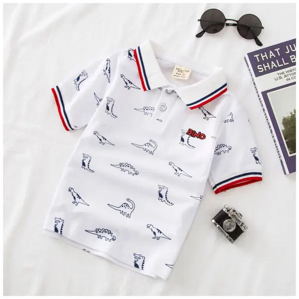 【18M-7Y】Boys' Cartoon Print Short-sleeved Polo Shirt - Popopiestyle.com 