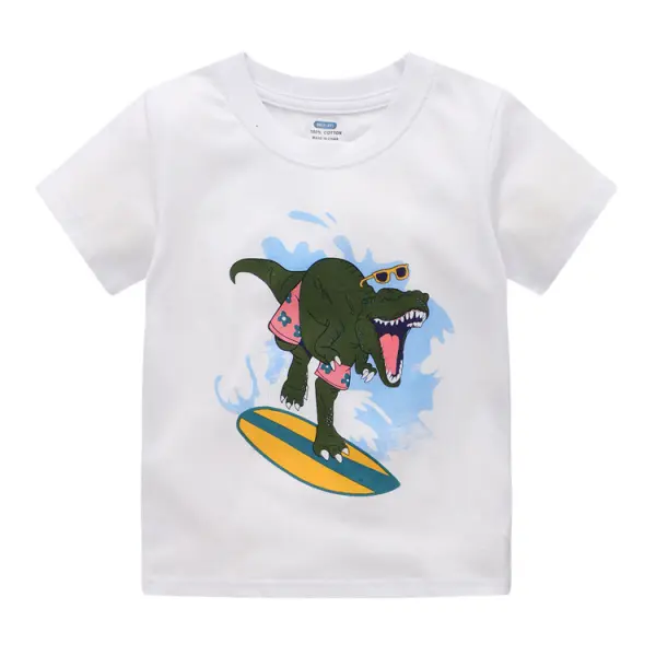 【18M-9Y】Boys Dinosaur Print Short Sleeve T-shirt - Popopiestyle.com 