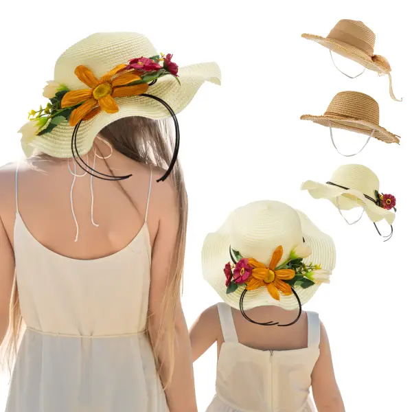 Fashion Straw Mom Girl Matching Hat - Popopiestyle.com 