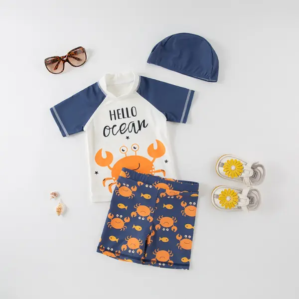 【12M-7Y】Boys Hit Color Cartoon Print Split Swimsuit - Popopiestyle.com 