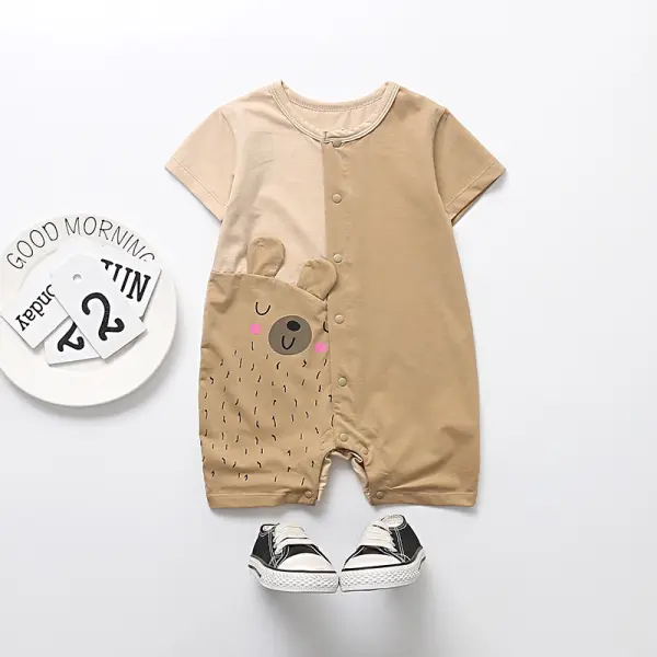 【3M-24M】Boys Round Neck Short-sleeved Romper Jumpsuit - Popopiestyle.com 