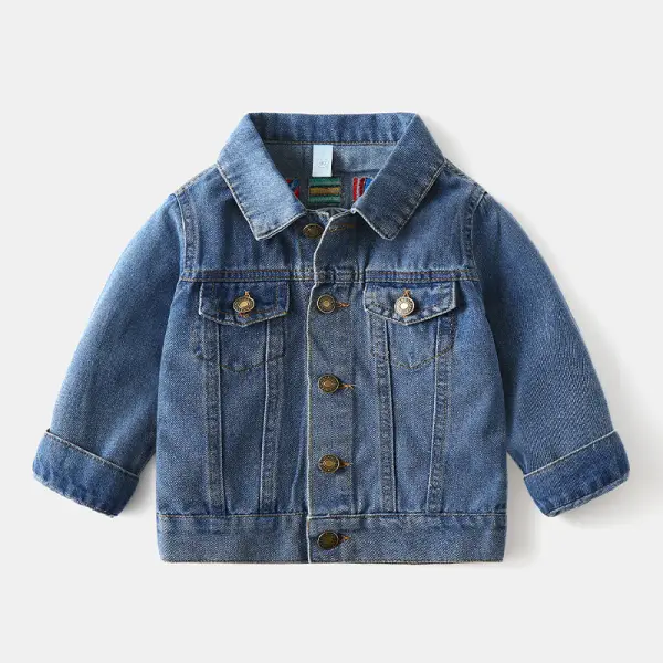 【18M-9Y】Boys' Letter Embroidered Denim Jacket - Popopiestyle.com 