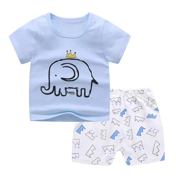 【12M-5Y】Boys Cartoon Print Short-sleeved T-shirt Shorts Two-piece Set - Popopiestyle.com 