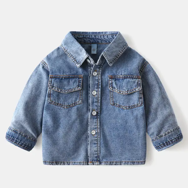 【18M-9Y】Boys' Solid Denim Jacket - Popopiestyle.com 