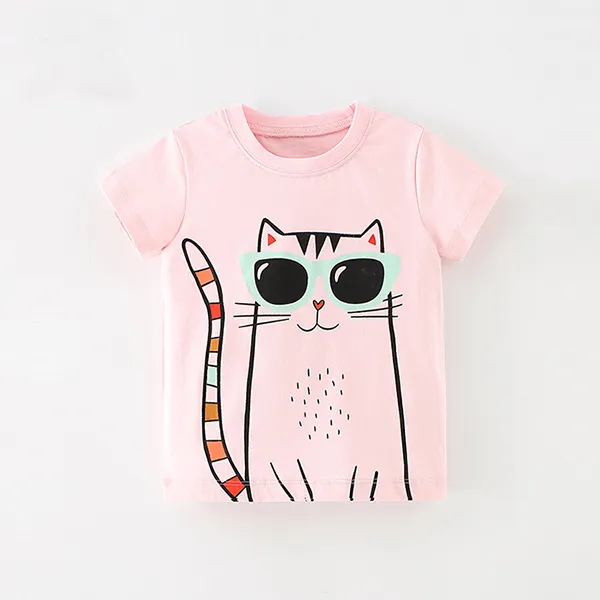 【18M-9Y】Girls Cartoon Print Short Sleeve T-shirt - Popopiestyle.com 