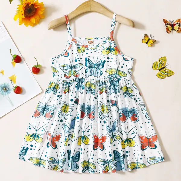 【18M-7Y】Cute Butterfly Print Sling Dress - Popopiestyle.com 