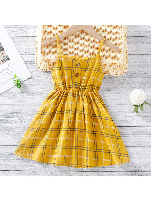 【18M-7Y】Sweet Yellow Plaid Dress